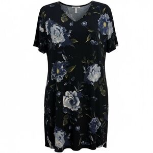 Christian Siriano Navy Blue Floral Dress. Size XXL